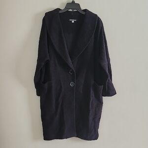 Surrealist USA Cardigan Coat Front Pockets Black Midi Maxi 100 Cotton Sz 1 Or S